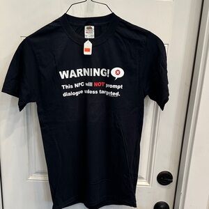 NWT Fruit of the Loom Black Warning Graphic Tee